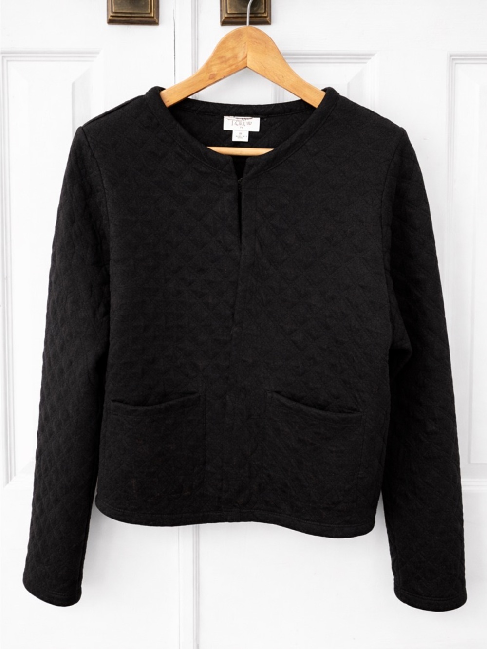 J. Crew Black Quilted Crewneck Jacket